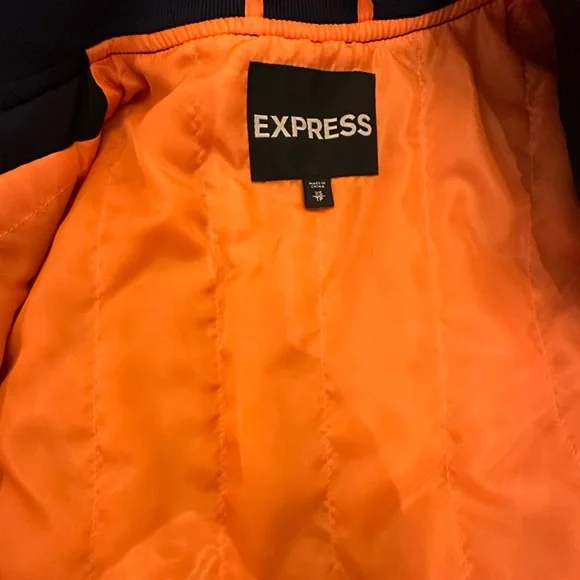 Express Navy Blue Bomber Jack with X stitch detail - Picture 5 of 5